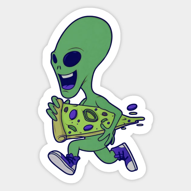 Alien pizza Sticker by Cool-Ero